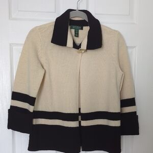 Lauren Ralph lauren Cream and Black Sweater Jacket